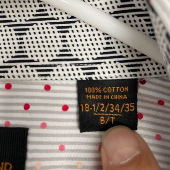 Steven Land Button Shirt Mens 18-1/2 34/35 Big Tall Multi Color Pattern Cotton - Picture 5 of 9